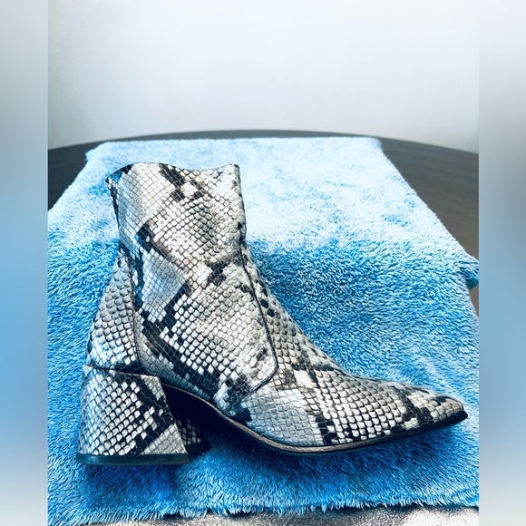 ELENA IACHI- SNAKE PRINT ANKLE BOOTS IN A SILVER, DARK GREY, A TOUCH OF BLACK - Picture 12 of 16